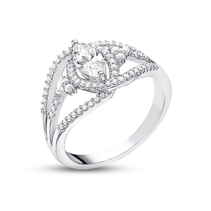 Lab-Created Diamonds by Marquise-Cut Ring 3/4 ct tw White Gold Plated