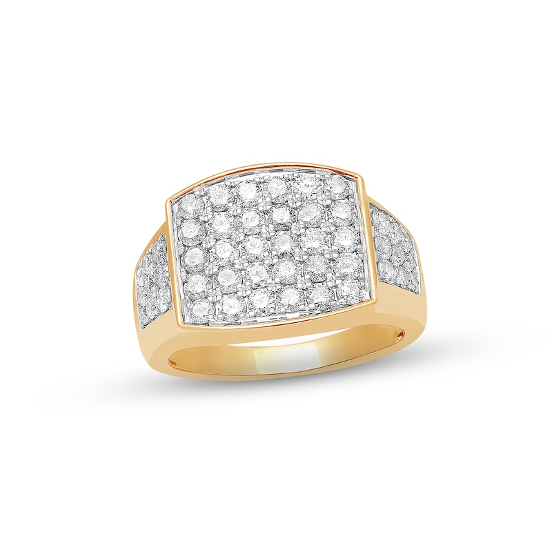 Men's Diamond Ring 2 ct tw Round-cut Yellow Gold Plated