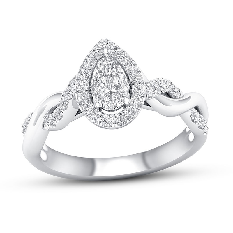 Certified Diamond Engagement Ring 3/4 ct tw White Gold Plated