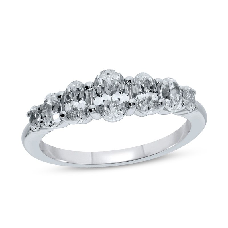 Diamond Anniversary Ring 1-1/2 ct tw Oval-cut White Gold Plated