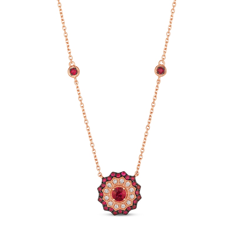 Le Vian Ruby Necklace 1/10 ct tw Diamonds Strawberry Gold Plated 19"
