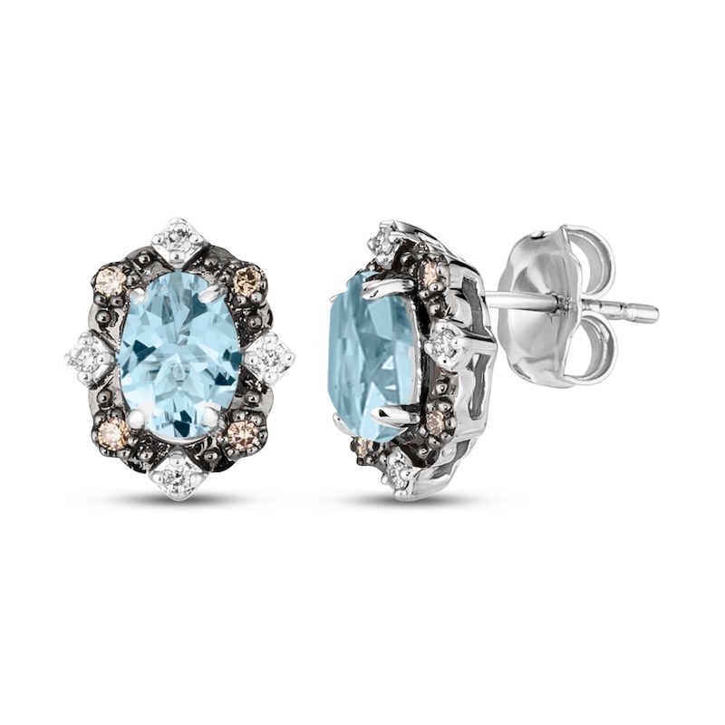 Le Vian Diamond & Aquamarine Earrings 1/10 ct tw Diamonds Vanilla Gold Plated