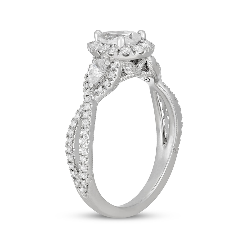 Neil Lane Pear-Shaped Diamond Three-Stone Engagement Ring 1 ct tw White Gold Plated