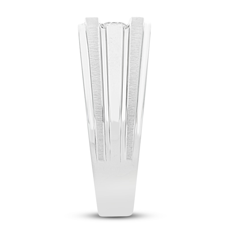 Men's 3-Stone Diamond Wedding Band 1/2 ct tw Round-cut White Gold Plated