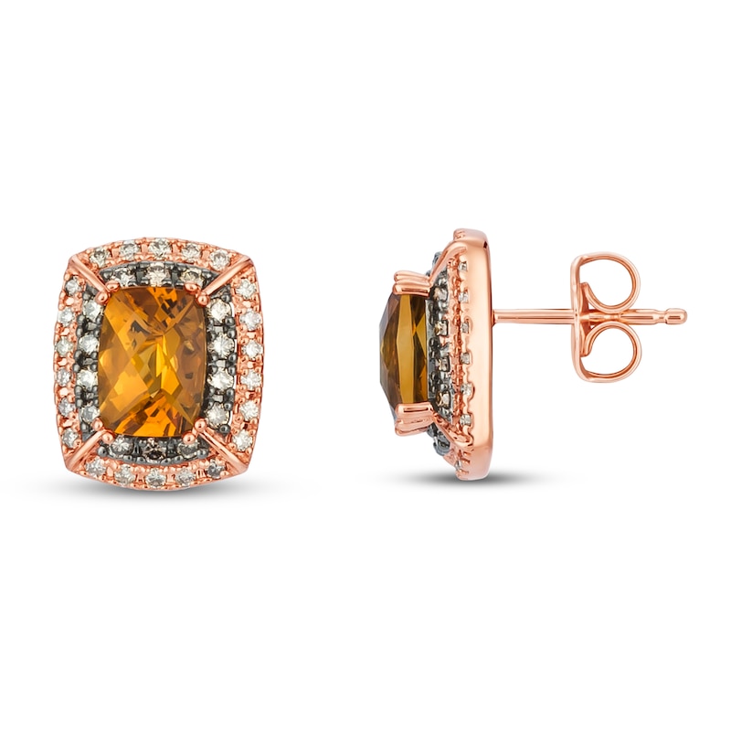 Le Vian Citrine Earrings 1/2 ct tw Diamonds Strawberry Gold Plated