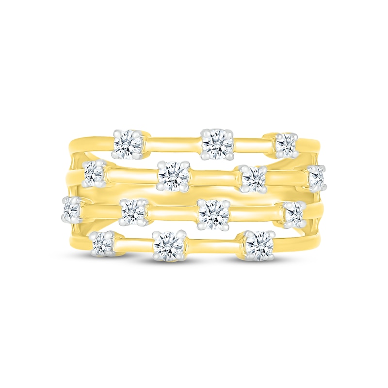 Diamond Stack Ring 1/2 ct tw Round-cut Yellow Gold Plated