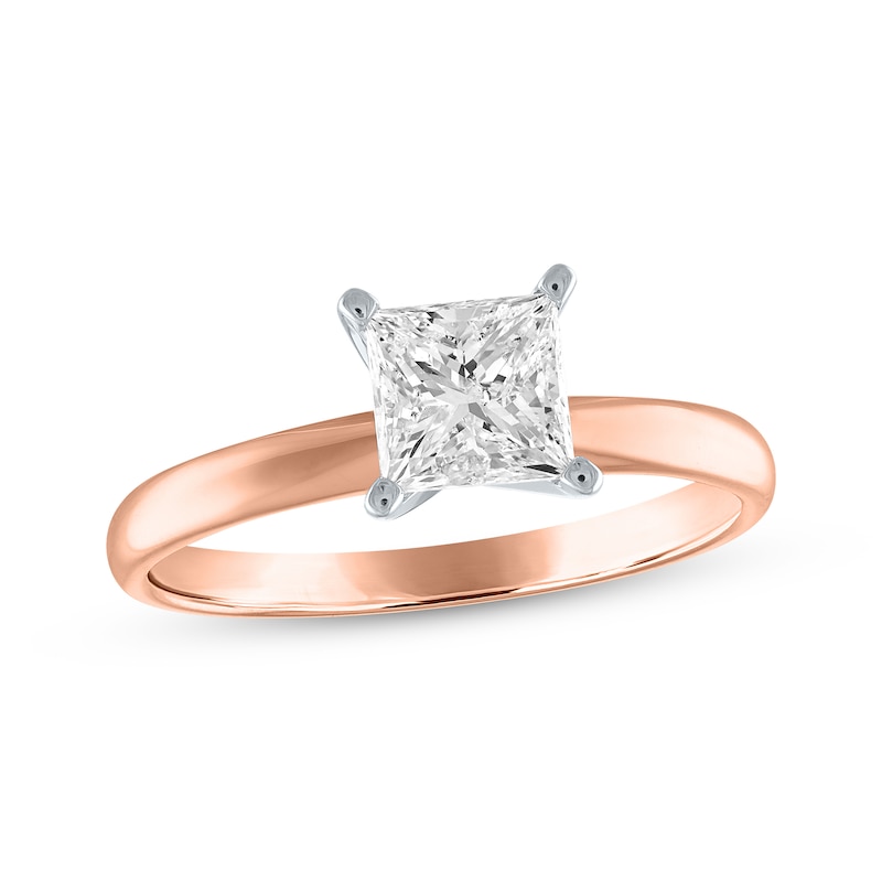 Diamond Solitaire Engagement Ring 1-1/2 ct tw Princess-Cut Rose Gold Plated