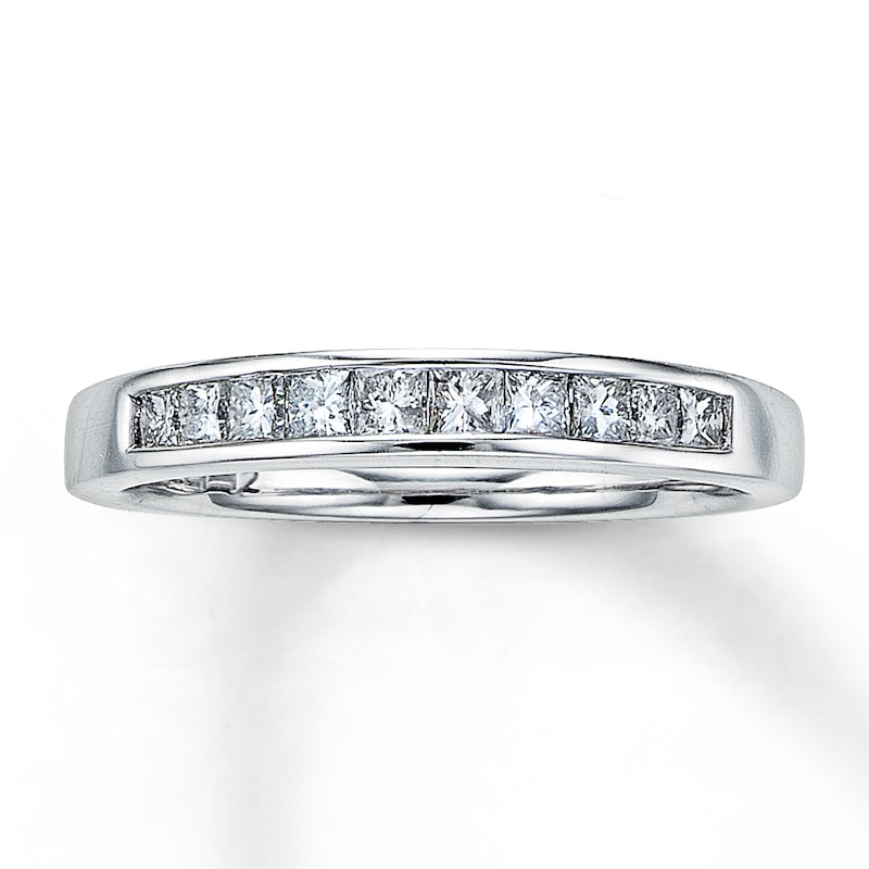 Wedding Band 3/8 ct tw Princess-cut Diamonds White Gold Plated