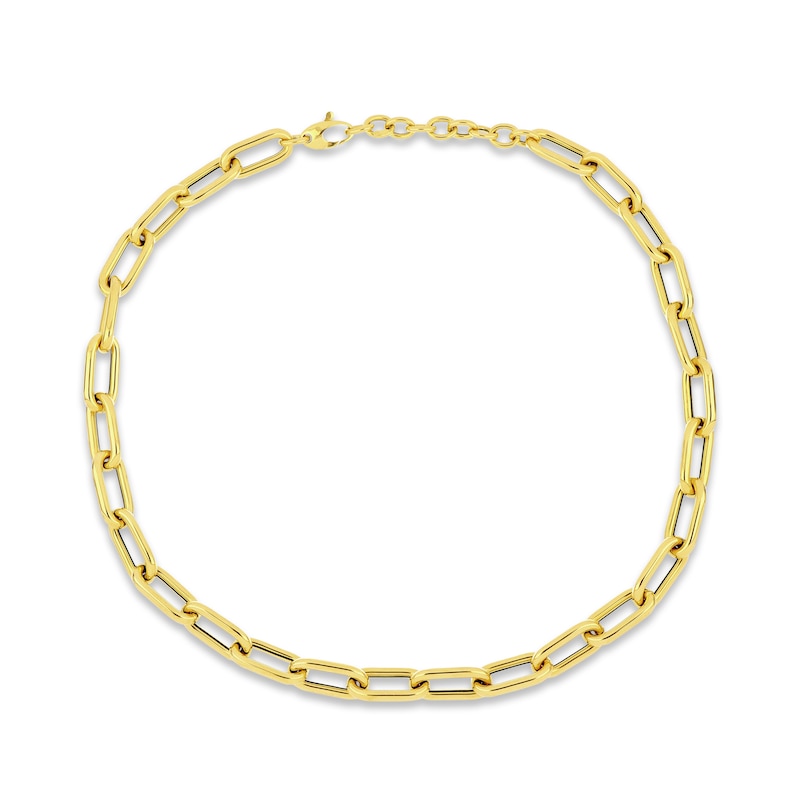 Hollow Paperclip Necklace Yellow Gold Plated 18"