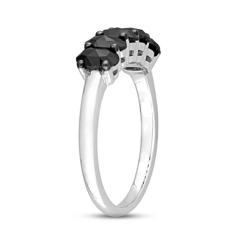 Black Diamond Anniversary Band 1-1/4 ct tw Oval-cut White Gold Plated