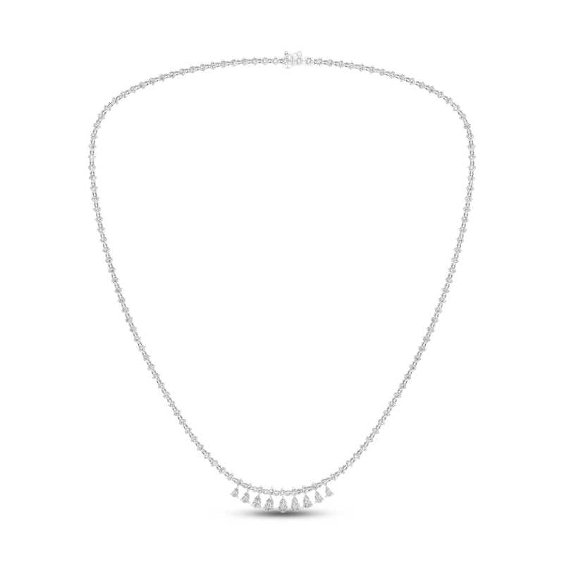 Diamond Riviera Necklace 10 ct tw Pear & Round-cut White Gold Plated 18"