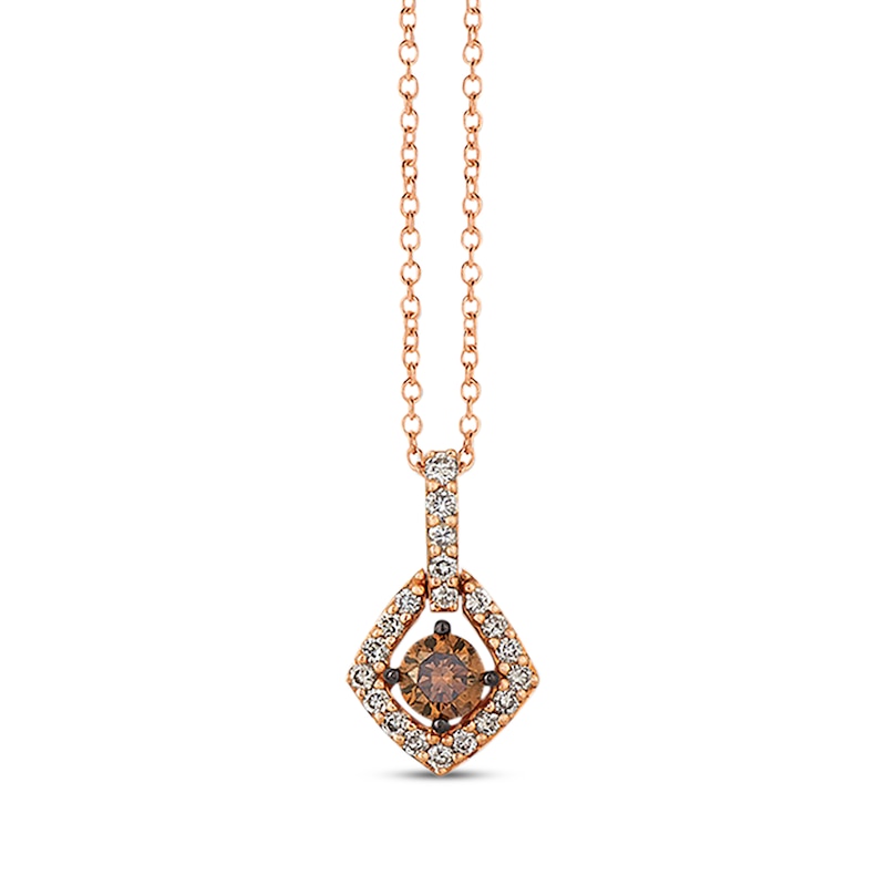 Le Vian Chocolate & Nude Diamond Necklace 1/2 ct tw Strawberry Gold Plated