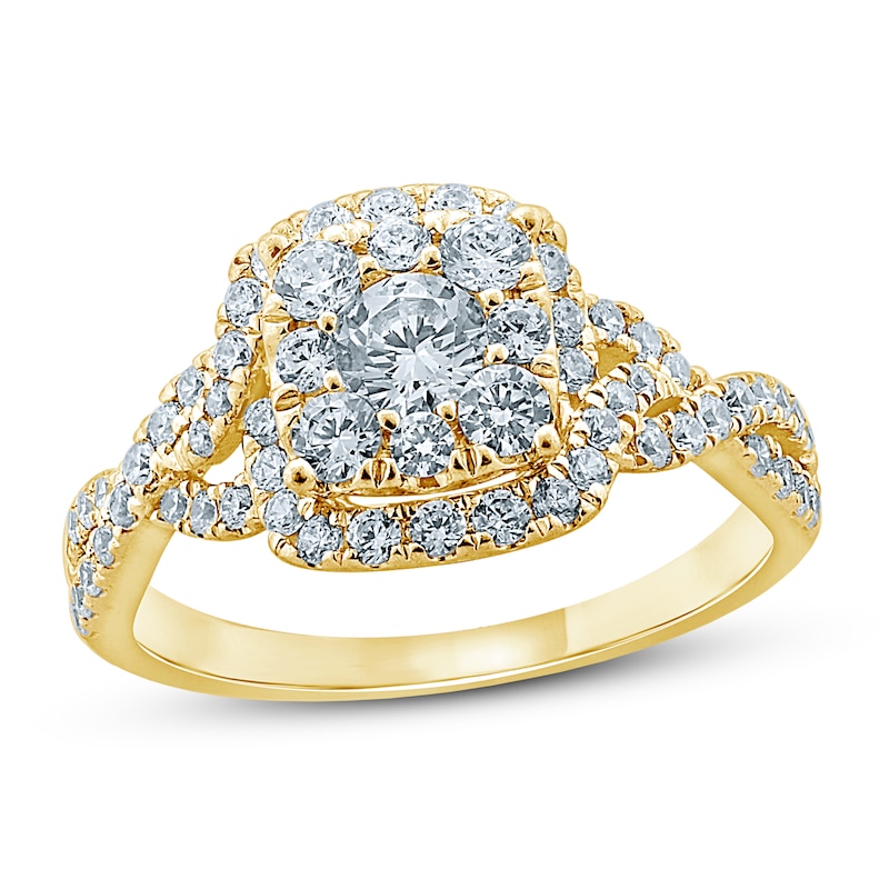 Diamond Engagement Ring 7/8 ct tw Round-cut Yellow Gold Plated