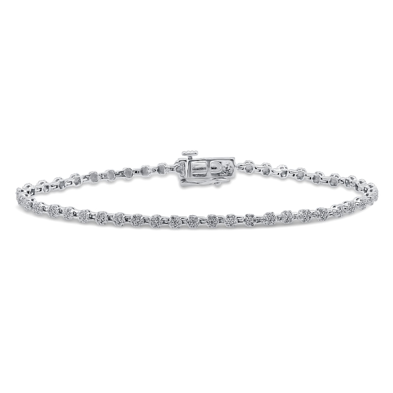 Diamond Flower Bracelet 1 ct tw Round-cut White Gold Plated