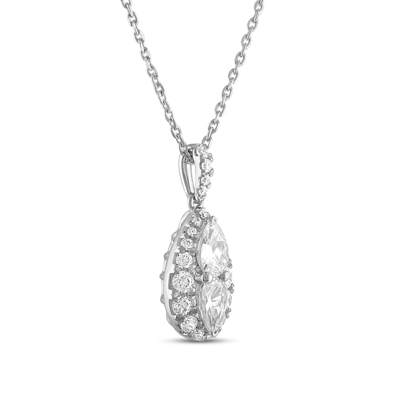 Forever Connected Diamond Necklace 1 ct tw Pear & Round-cut White Gold Plated 18"