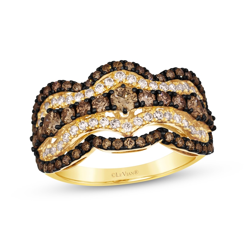 Le Vian Vault Diamond Arabesque Frame Ring 1-3/8 ct tw Honey Gold Plated