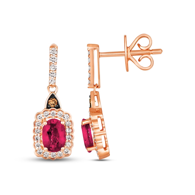 Le Vian Ruby Dangle Earrings 1/3 ct tw Diamonds Strawberry Gold Plated