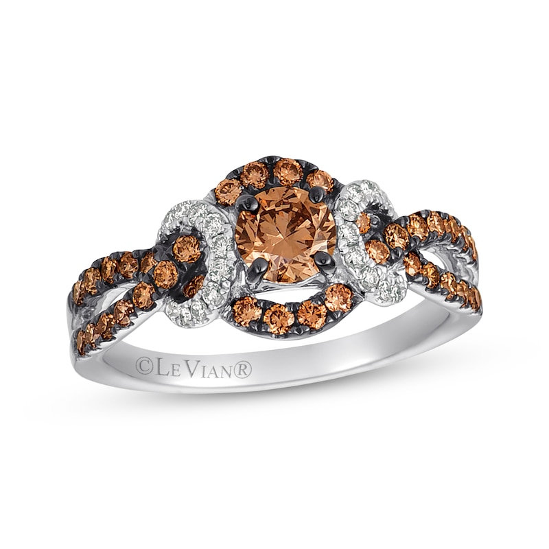 Le Vian Chocolate Diamond Ring 1 ct tw Round Vanilla Gold Plated
