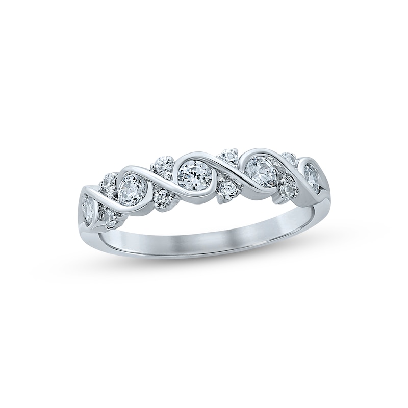 Diamond Anniversary Ring 1/2 ct tw Round-cut White Gold Plated