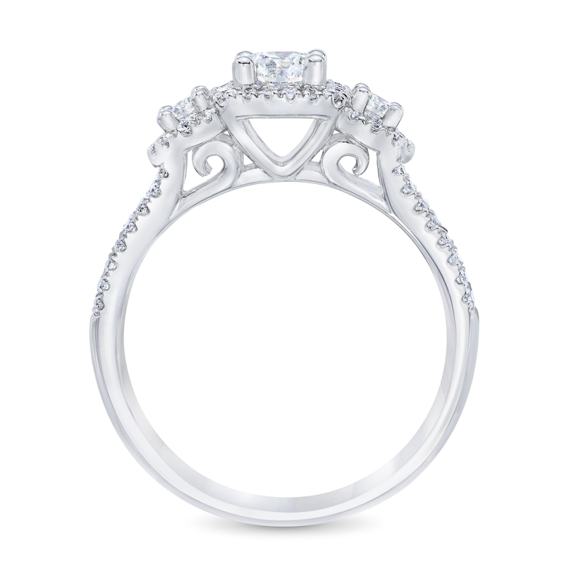 THE LEO First Light Diamond Three-Stone Engagement Ring 7/8 ct tw White Gold Plated