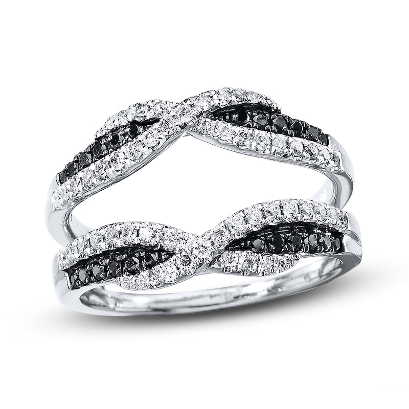 Black & White Diamonds 1/2 ct tw Enhancer Ring White Gold Plated