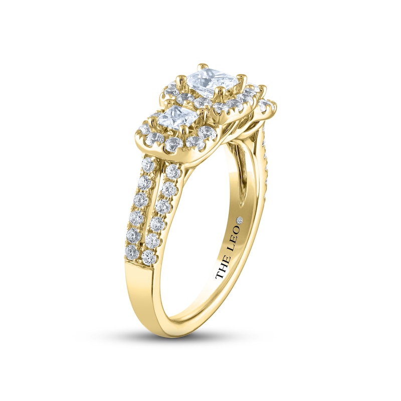 THE LEO Diamond Three-Stone Engagement Ring 1-1/3 ct tw Princess & Round-cut Yellow Gold Plated