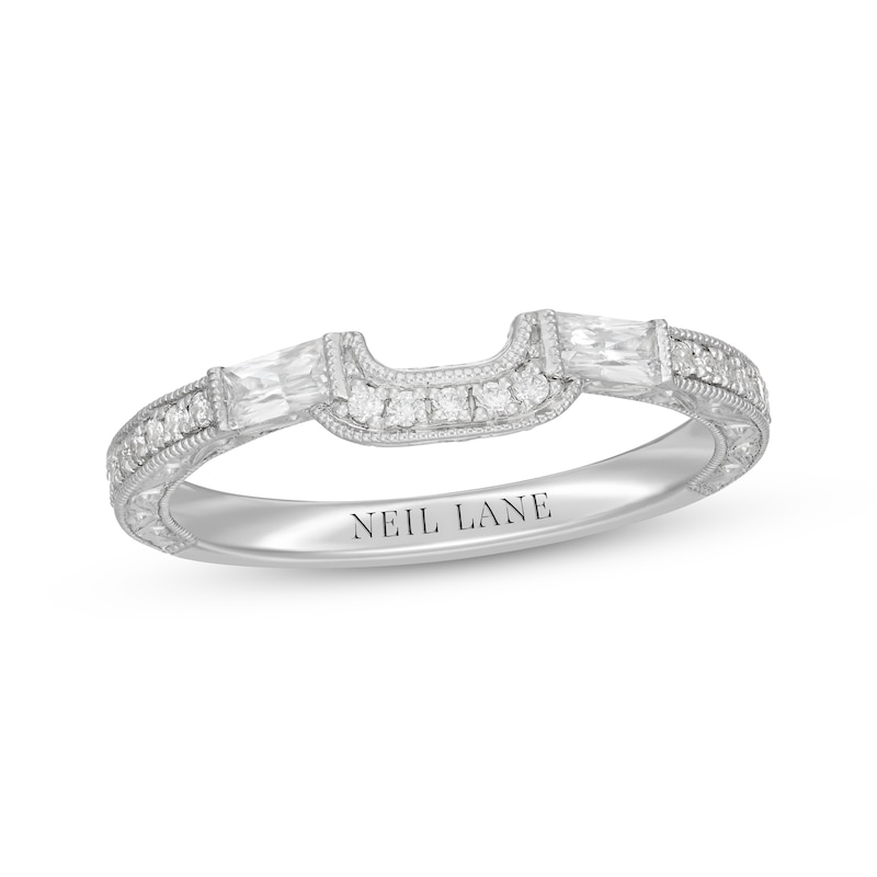 Neil Lane Baguette and Round-Cut Diamond Wedding Band 1/3 ct tw White Gold Plated