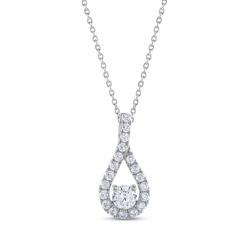 THE LEO Diamond Teardrop Necklace 1/2 ct tw White Gold Plated 19”