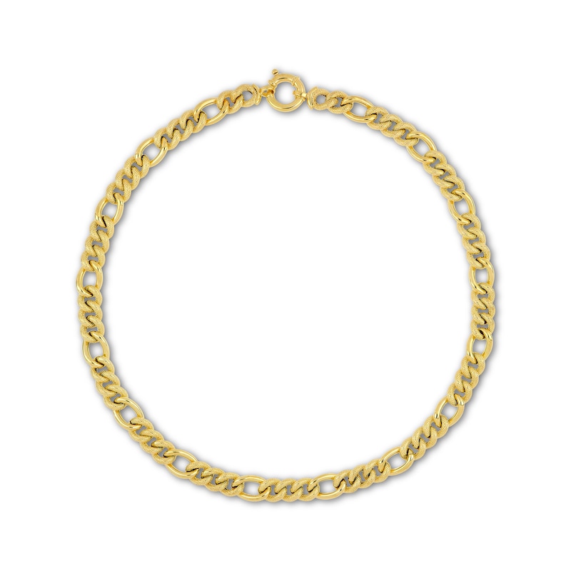 Italian Brilliance Diamond-Cut Hollow Figaro Chain Necklace Yellow Gold Plated 18"