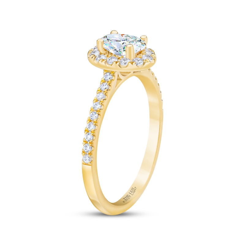 THE LEO First Light Diamond Oval & Round-Cut Engagement Ring 3/4 ct tw Yellow Gold Plated