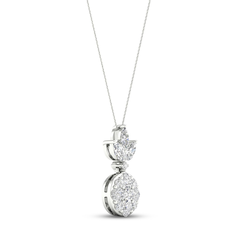 Multi-Diamond Necklace 2 ct tw Marquise, Pear & Round-cut White Gold Plated 18"