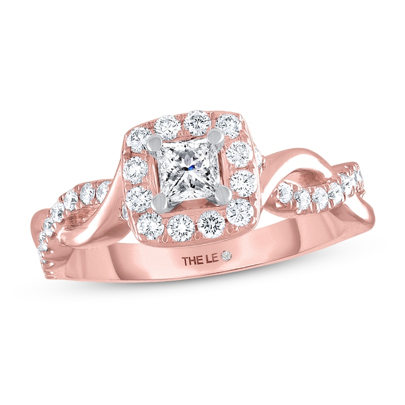 THE LEO Diamond Engagement Ring 3/4 ct tw Princess & Round-cut Rose Gold Plated