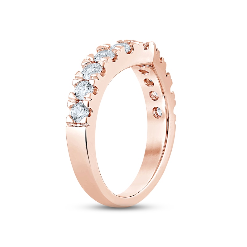 Diamond Contour Anniversary Ring 1 ct tw Round-cut Rose Gold Plated