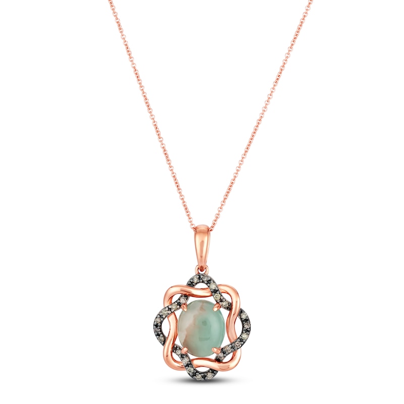 Le Vian Aquaprase & Diamond Necklace 1/5 ct tw Strawberry Gold Plated 18"