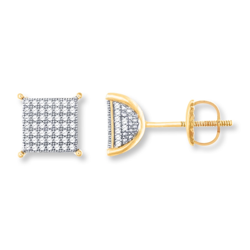 Men's Diamond Earrings 1/2 ct tw Round-Cut Yellow Gold Plated