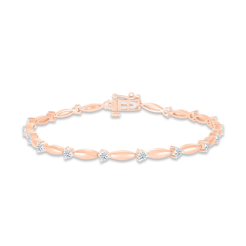 Diamond Line Bracelet 1-1/4 ct tw Rose Gold Plated 7.25"