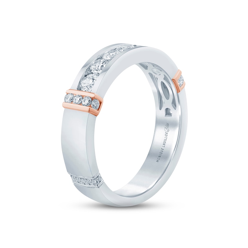 Monique Lhuillier Bliss Men's Diamond Wedding Band 1/2 ct Round-cut Two-Tone Gold Plated