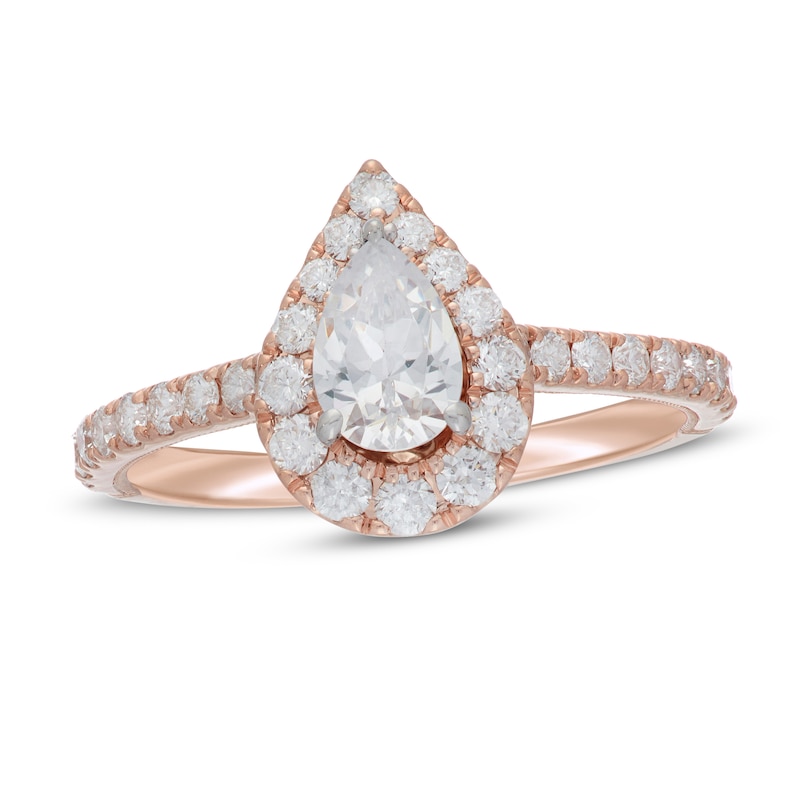 Neil Lane Diamond Engagement Ring 1 ct tw Pear Rose Gold Plated