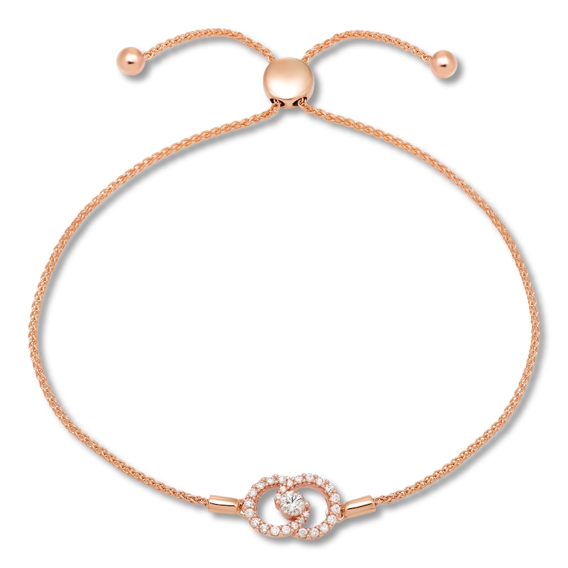 Encircled by Love Diamond Bolo Bracelet 1/3 ct tw Rose Gold Plated 9.5"