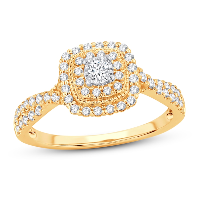 Diamond Engagement Ring 1/2 ct tw Round-cut Yellow Gold Plated