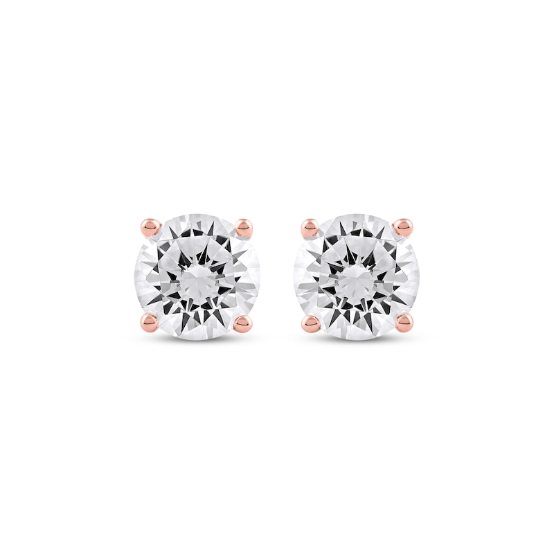 Lab-Created Diamonds by Round-Cut Solitaire Stud Earrings 2 ct tw Rose Gold Plated