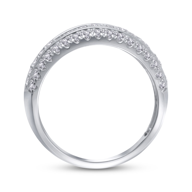 Diamond Anniversary Ring 1 ct tw Round-cut White Gold Plated