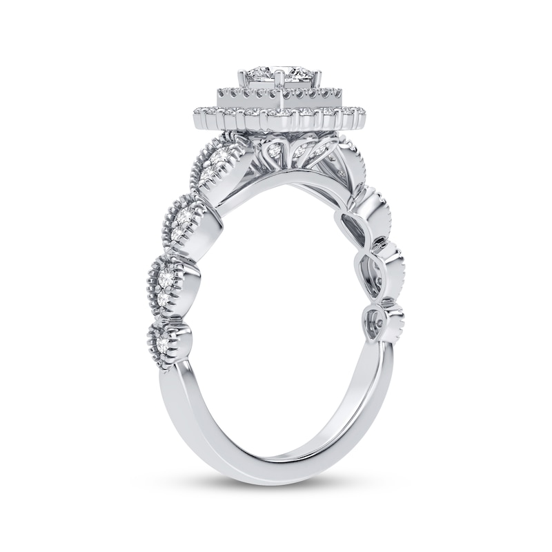Princess-Cut Diamond Double Frame Engagement Ring 1/2 ct tw White Gold Plated