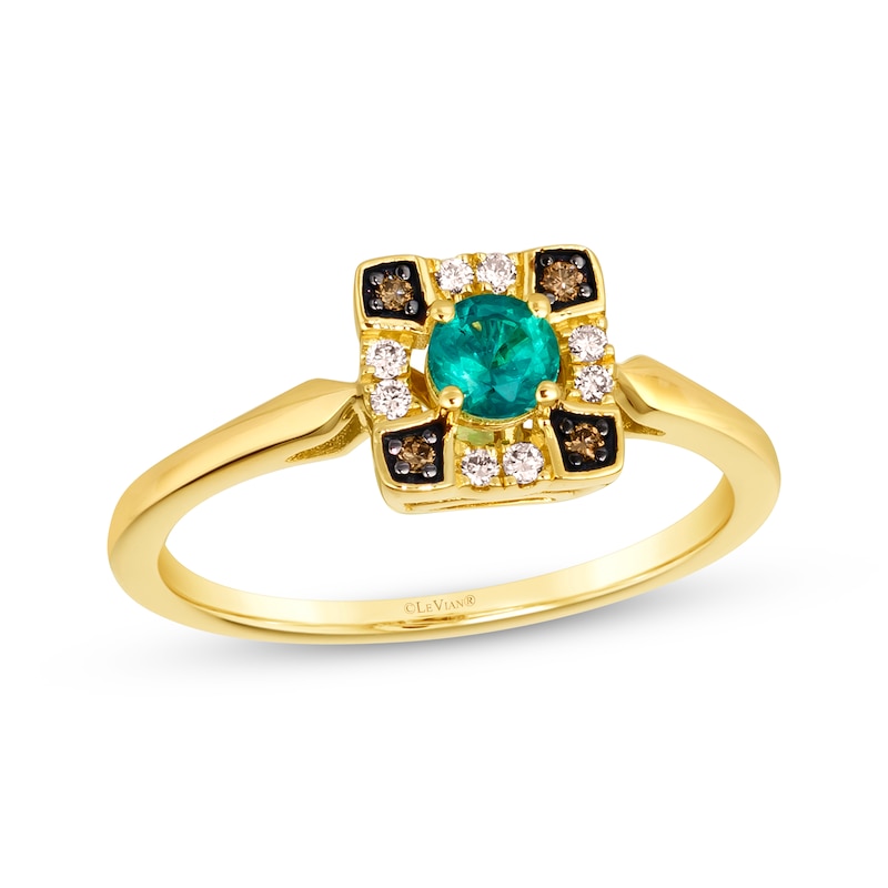 Le Vian Emerald Ring 1/15 ct tw Diamonds Honey Gold Plated