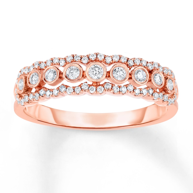 Diamond Ring 1/3 ct tw Round-cut Rose Gold Plated