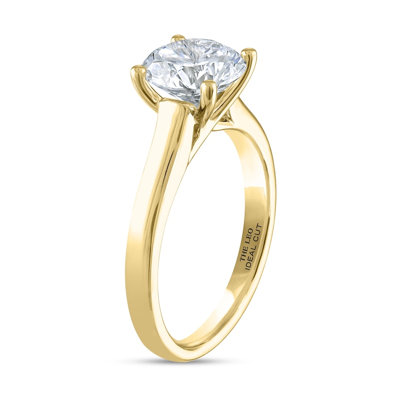 THE LEO Ideal Cut Diamond Solitaire Engagement Ring 2 ct tw Yellow Gold Plated