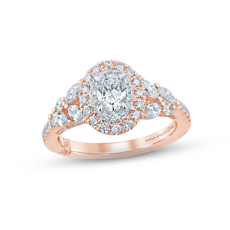 Monique Lhuillier Bliss Diamond Engagement Ring 1-1/4 ct tw Oval, Round & Marquise-cut Two-Tone Gold Plated