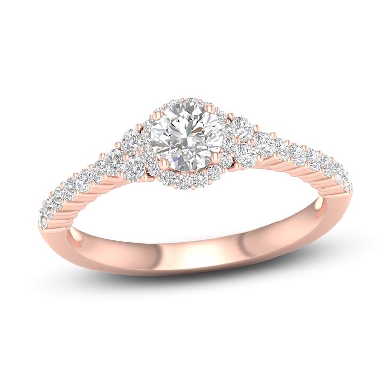 Diamond Engagement Ring 3/4 ct tw Round-cut Rose Gold Plated