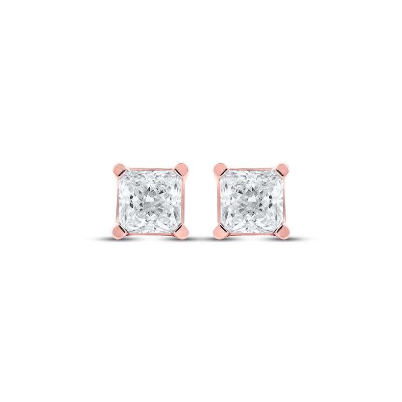 Lab-Created Diamonds by Princess-Cut Solitaire Stud Earrings 3/4 ct tw Rose Gold Plated
