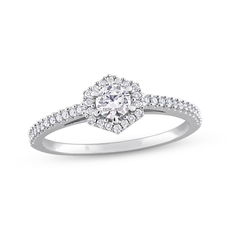 Diamond Engagement Ring 1/2 ct tw Round-cut White Gold Plated